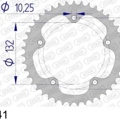AFAM Tandwiel Achterzijde Aluminium 41T - 525